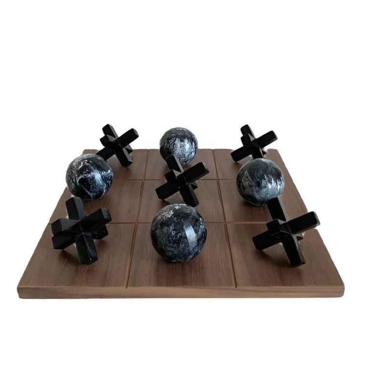 Tic Tac Toe - Black Marble (Set of 10)