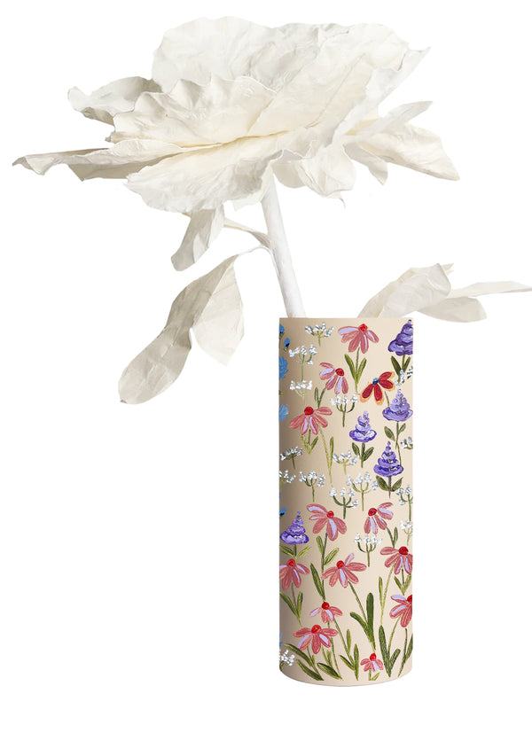 Floral Print Beige - Vase