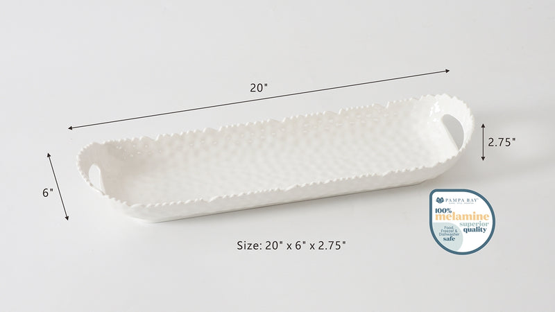 Waves - White - Long Tray with Handles