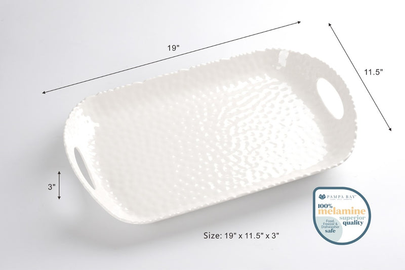 Waves - White - Rectangular Tray with Handles