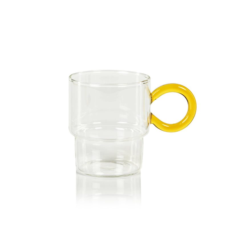 Batistta - Tea and Coffee Glass Yellow Handle (Set of 4)