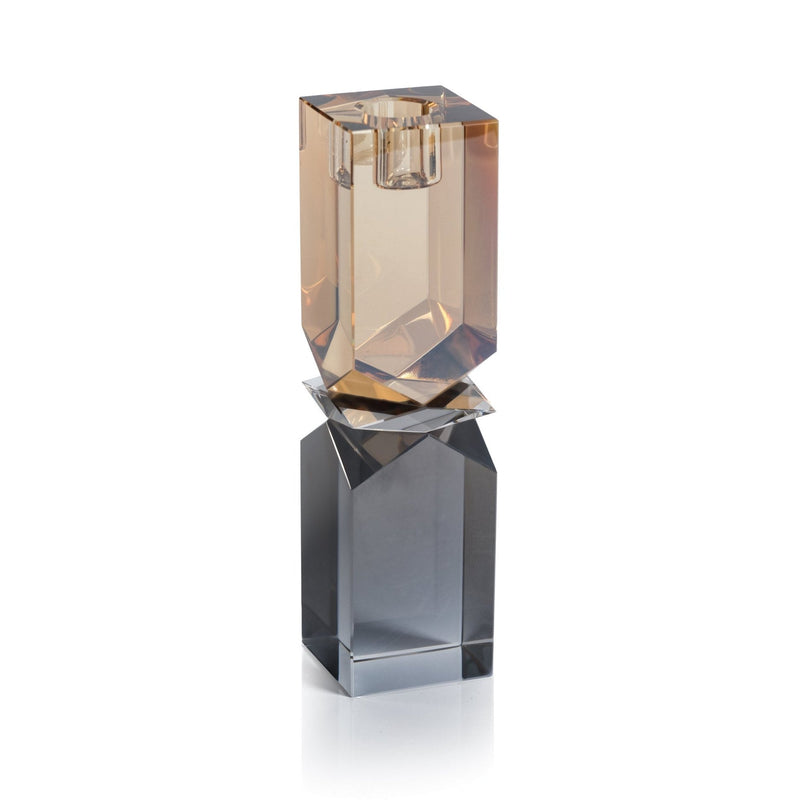 Vienna - Artistry Two-Tone Crystal Candle Holder - Smoke & Gold Large