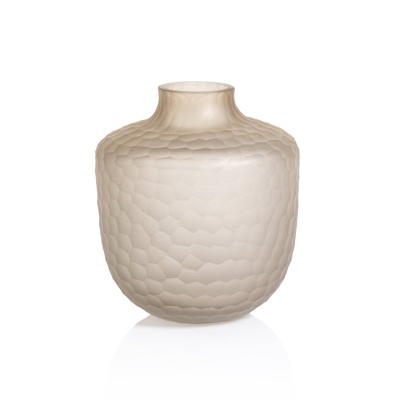 Arosa - Cut Glass Frosted Taupe Small Vase