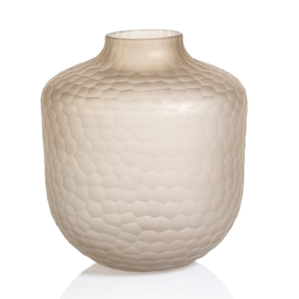 Arosa - Cut Glass Frosted Taupe Large Vase