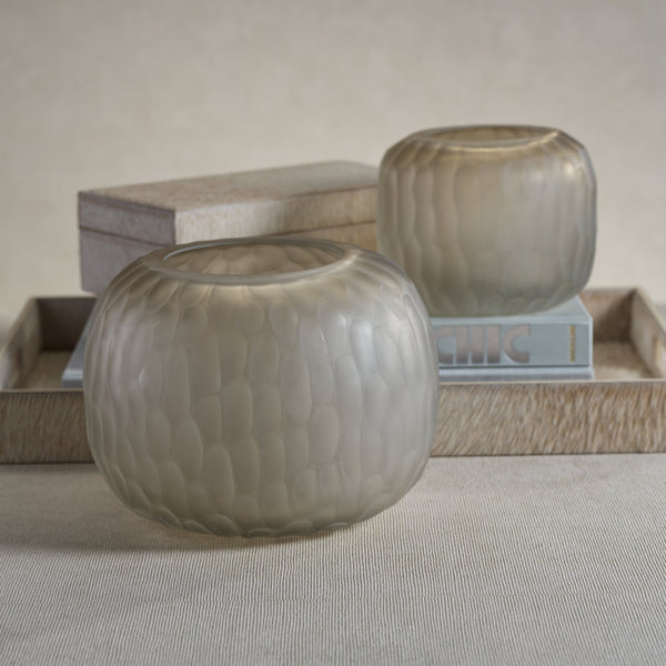 Vallees - Cut Glass Taupe Small Vase