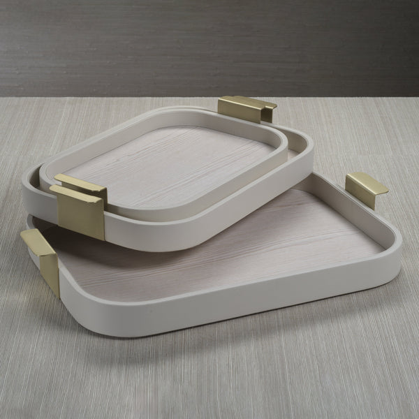 Córdoba - Leather Tray Cream with Matt Gold Handle Small
