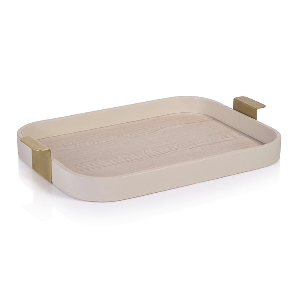 Córdoba - Leather Tray Cream with Matt Gold Handle Large