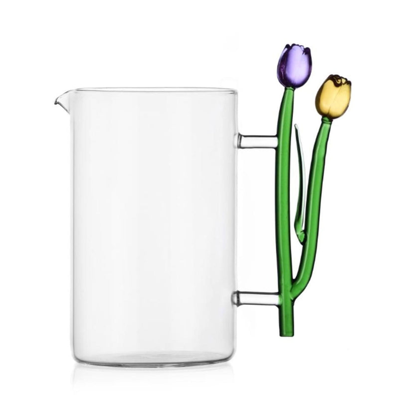 Botanica - Jug Violet & Yellow Tulips