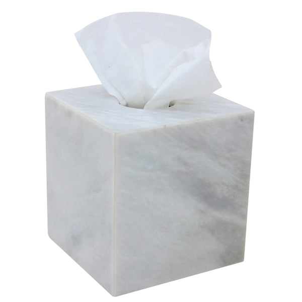 Eris - Tissue Box Holder Pearl White Marble Honed Finish