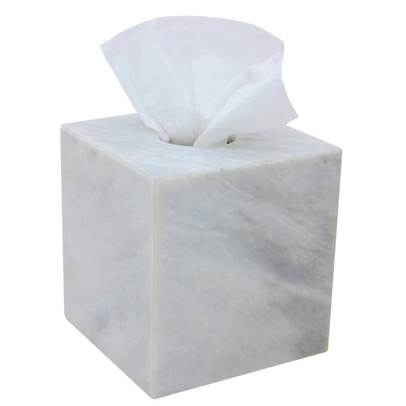 Eris - Tissue Box Holder Pearl White Marble Honed Finish