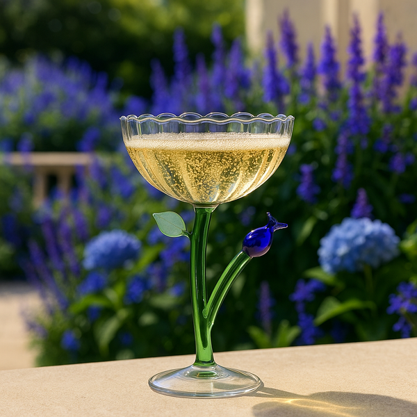 Botanica Optical Champagne Bowl Blue Flower - diseño original