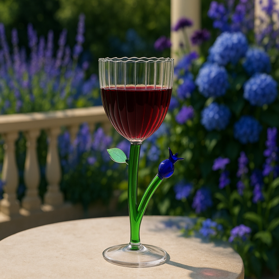 Botanica - Optical Stemmed Glass Blue Flower – Il’argento Registry