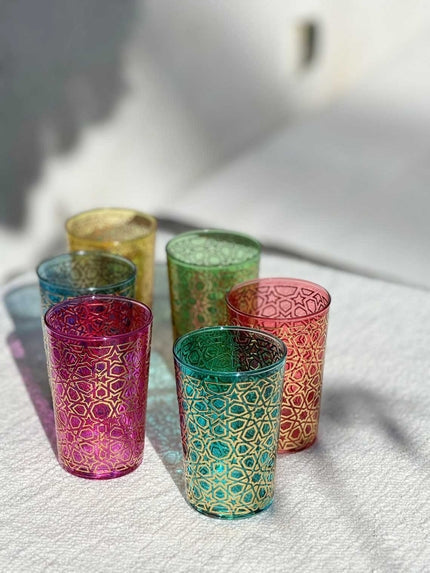 Moroccan Tea Glasses Colored Mosaic (Set of 6)