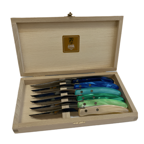 Berlingot - Box Steak Knives - Resina Handle Mixed Blue / Green (Set of 6)