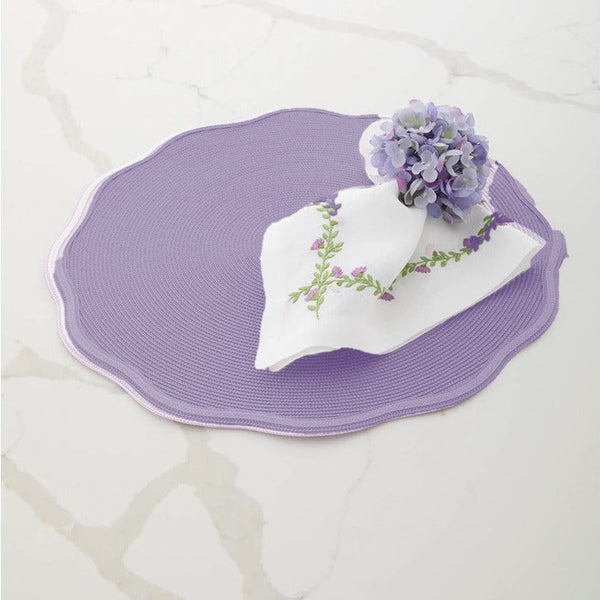 Piped - Trim Round Scallop Placemat Lilac (Set of 4)