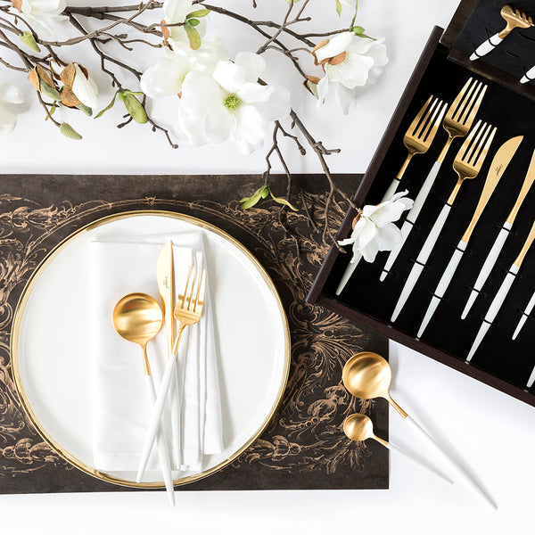 Goa Matte - Gold Plated White Table Spoon