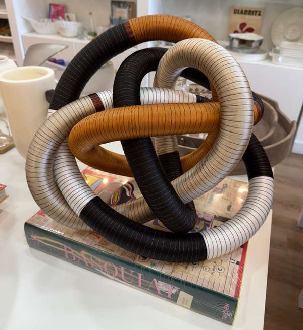 Fabric Knot - Silver / Black / Orange / White Large