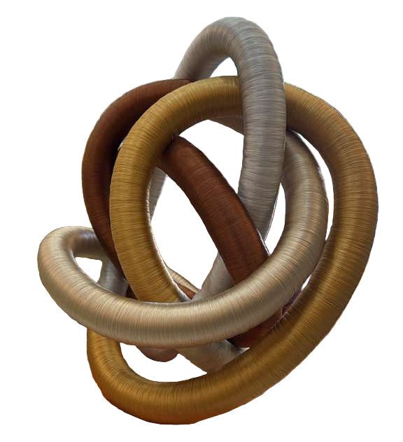 Fabric Knot - Brown / Gold / Silver / Cream Large