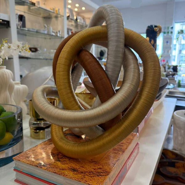 Fabric Knot - Brown / Gold / Silver / Cream Large