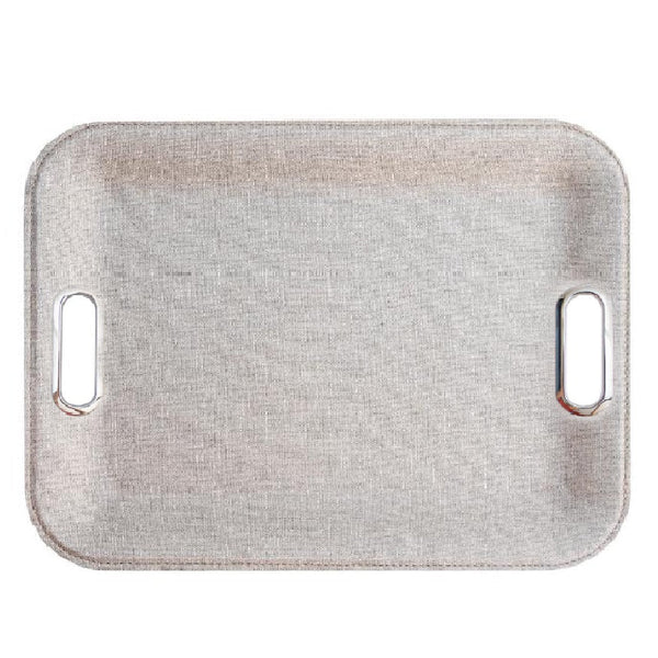 Metal Handles - Large Serving Tray Linen Latte