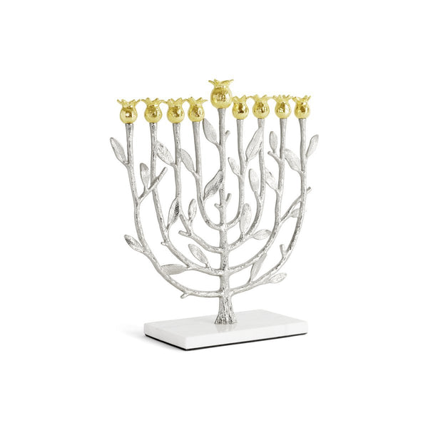 Pomegranate - Silver & Gold Menorah