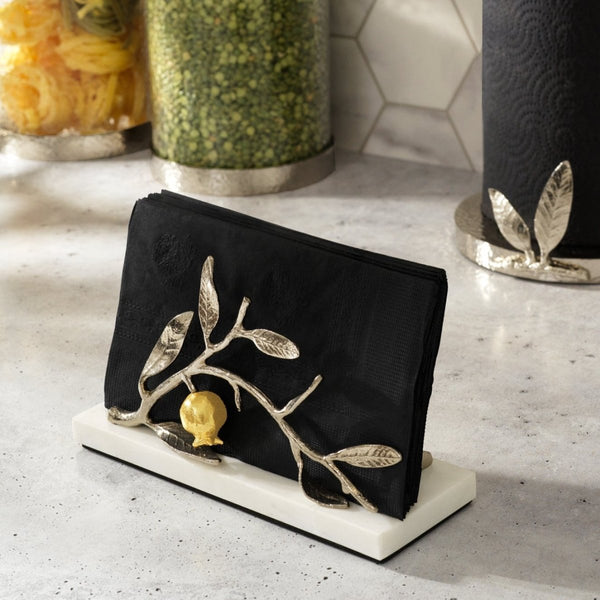 Pomegranate - Silver & Gold Vertical Napkin Holder