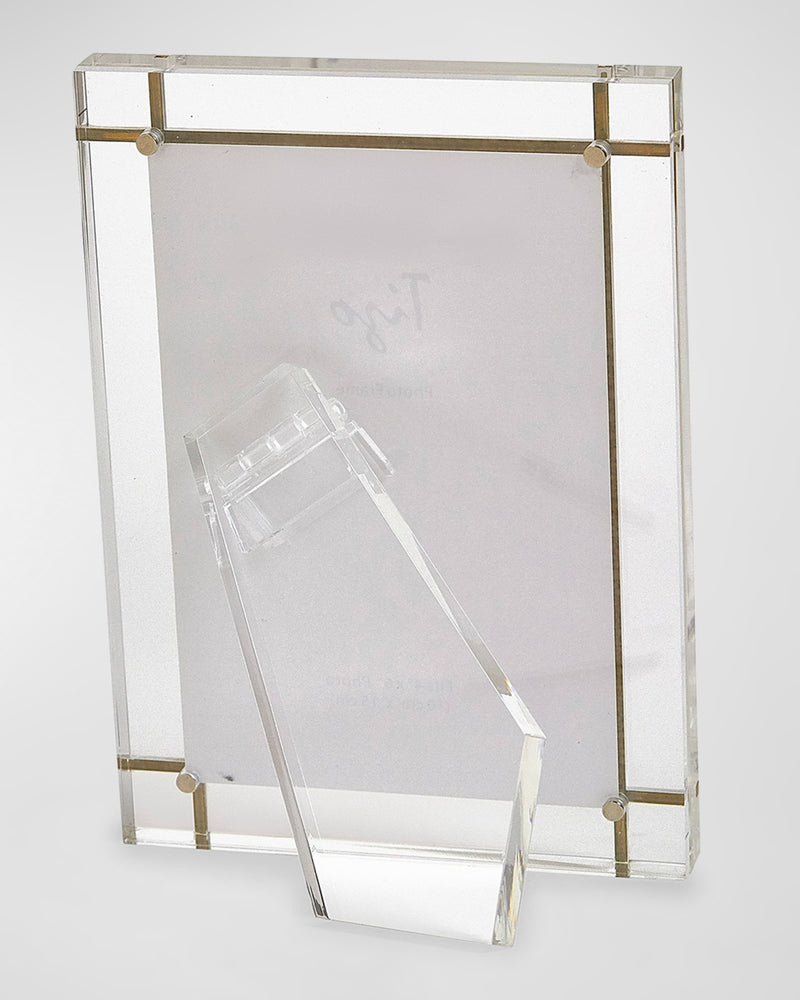 Lucite - Acrylic Frame Gold Metal Design 8x10"