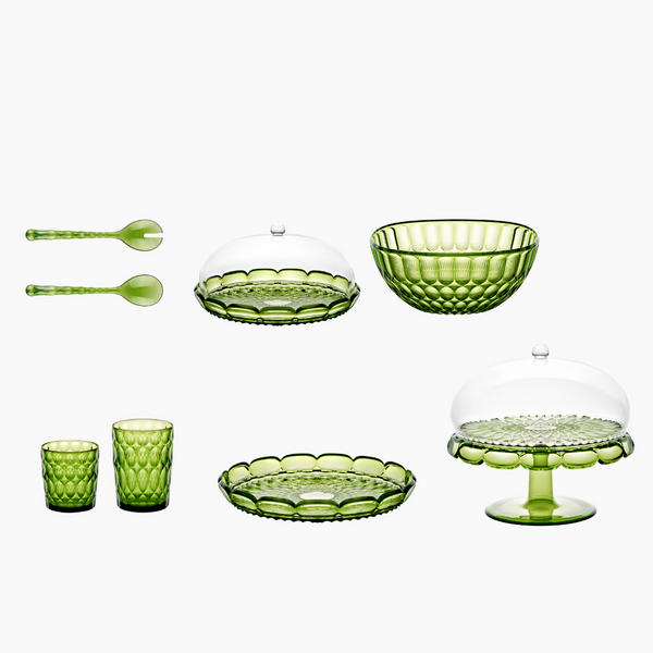 Vanity - Small Cake Serving with Dome Water Lily Green