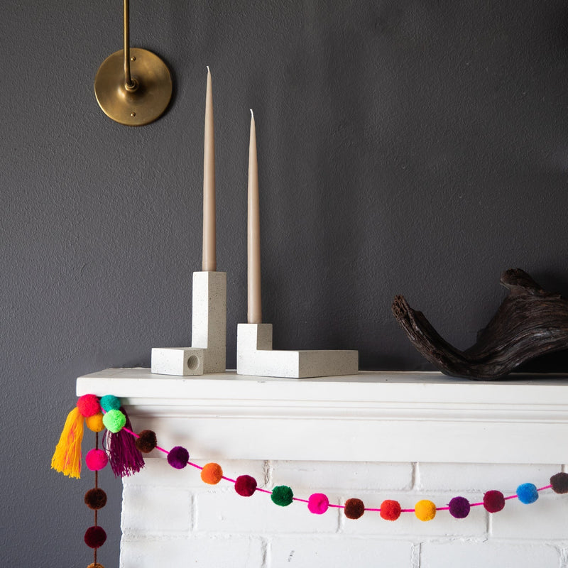 Candlestick - Holder Set Terrazzo Concrete White