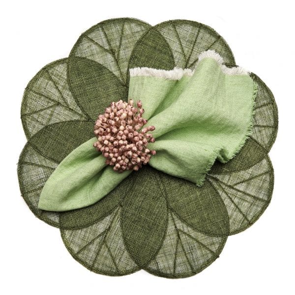 Sinamay - Flower Round Placemat Grass (Set of 4)