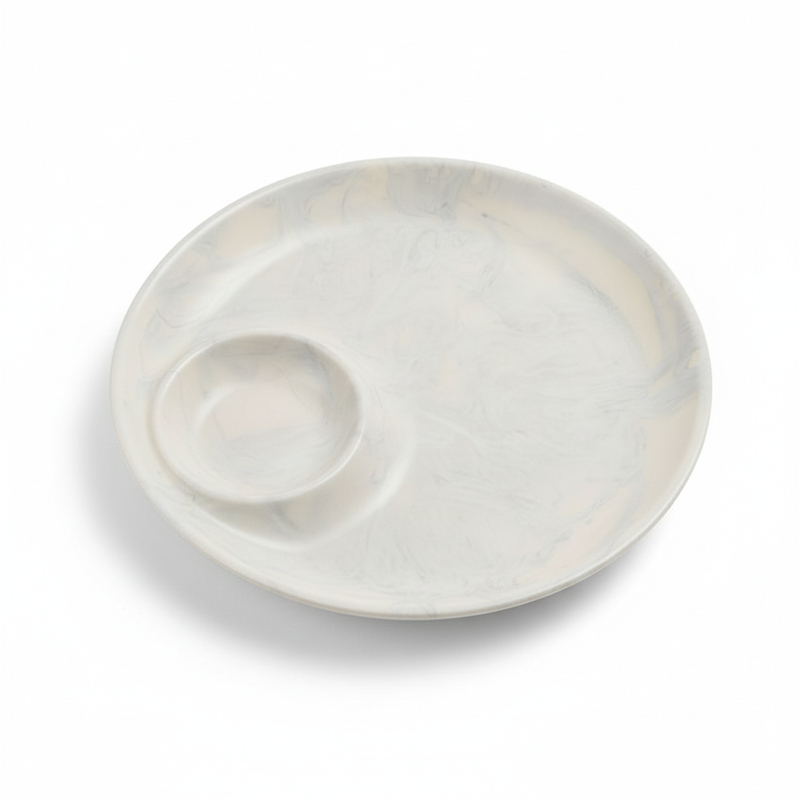 Round Chip & Dip White Swirl - Fondo Blanco