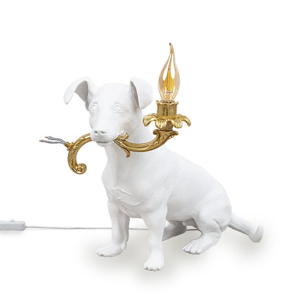 Rio - Dog Table Lamp Resin White / Gold