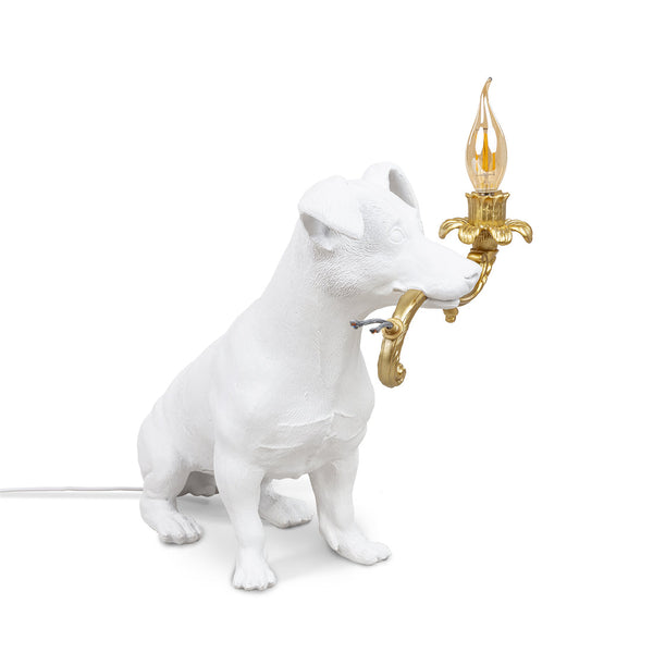 Rio - Dog Table Lamp Resin White / Gold