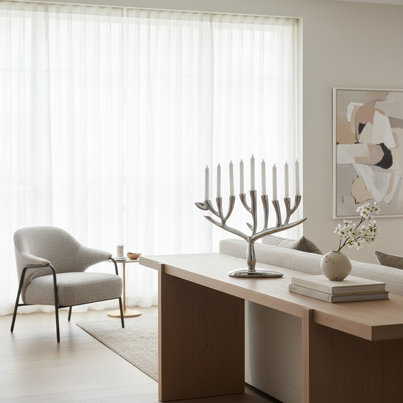 Tree of Life Menorah - Elegant Room Setting