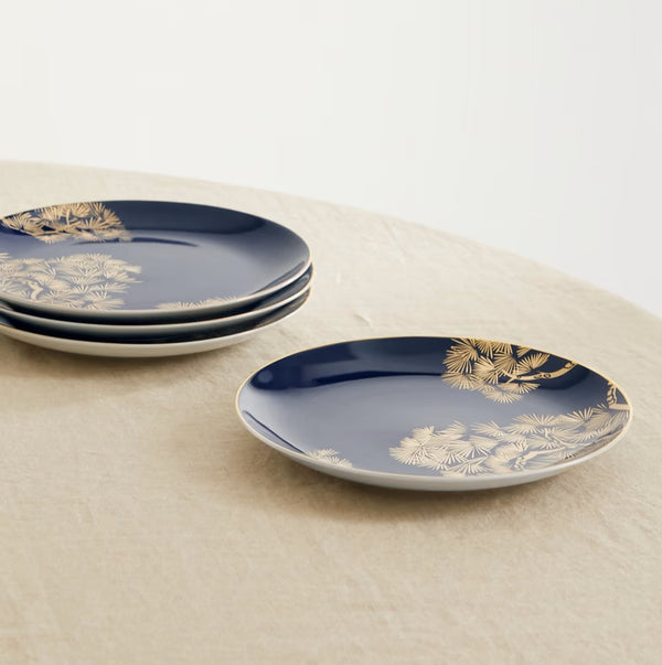 Zen Bonsai - Dessert Plate Blue/Gold (Set of 4)