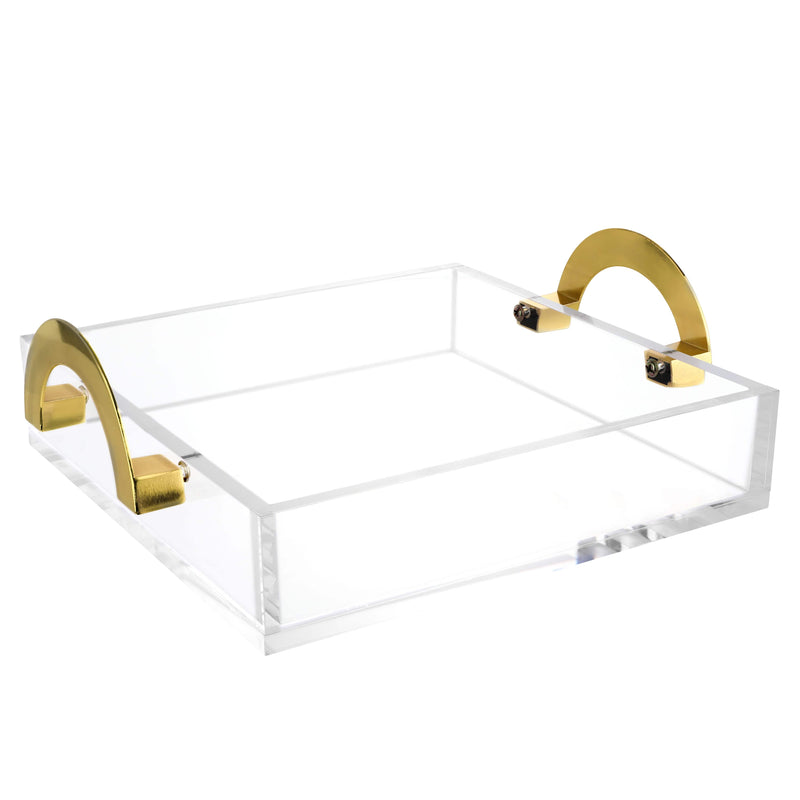 Luxe - Lucite Square Tray Gold