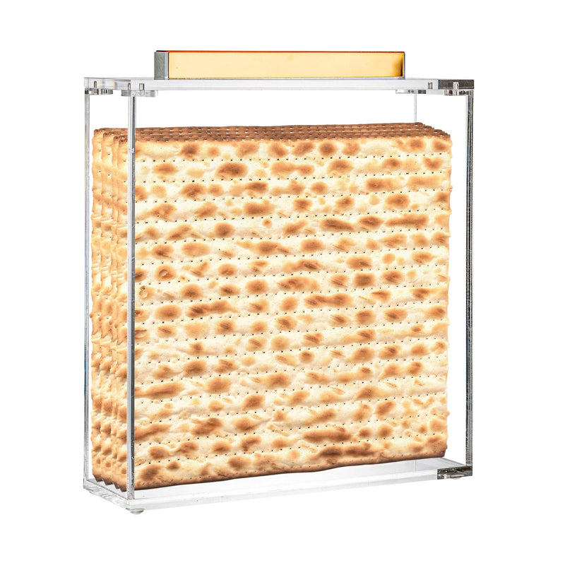 Matzah Box - Metalucite Square Gold