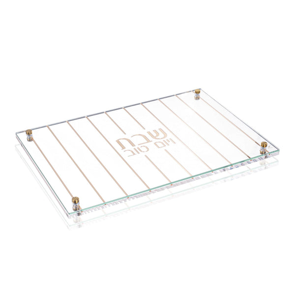 Vertical Lines - Lucite Challah Board Gold