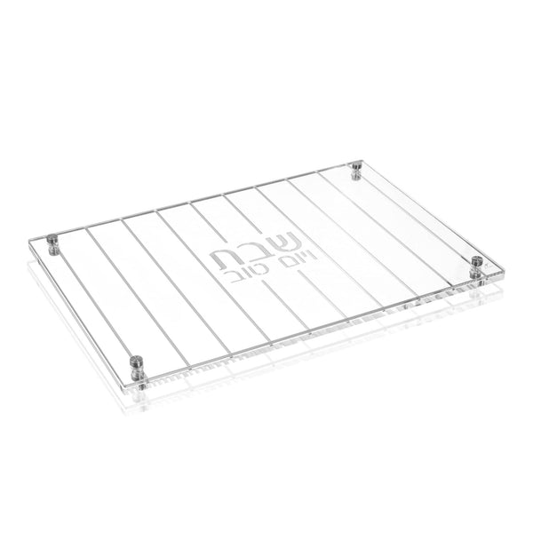 Vertical Lines - Lucite Challah Board Silver