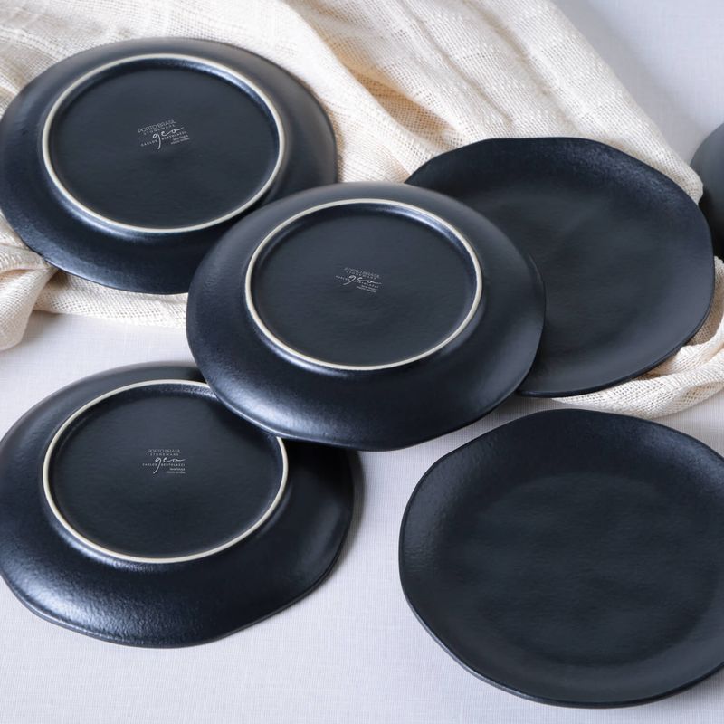 Matte Black - Organic Dessert Plate (Set of 6)