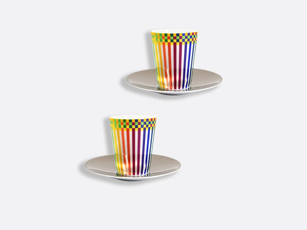Julio Le Parc - Coffee Cup And Saucer Surface Coloree (Set of 2)