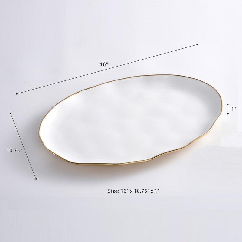 Moonlight - White and Gold - Oval Platter
