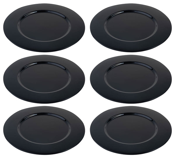 European Glass - Black Chargers (Set of 6)