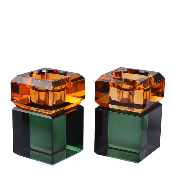Two Tone - Candleholders Orange & Green (Set of 2)