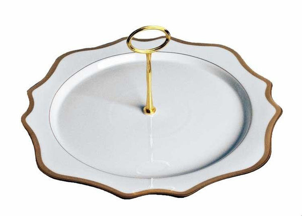 Antique White with Gold Charger Plate Tray