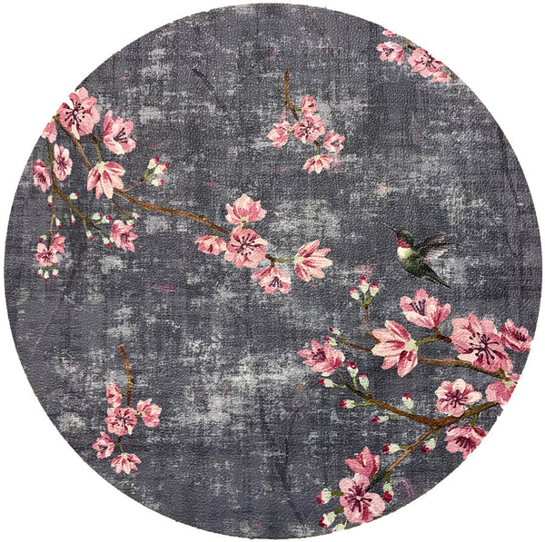 Blossom Fantasia Charcoal - Round Pebble Placemats (Set of 4)