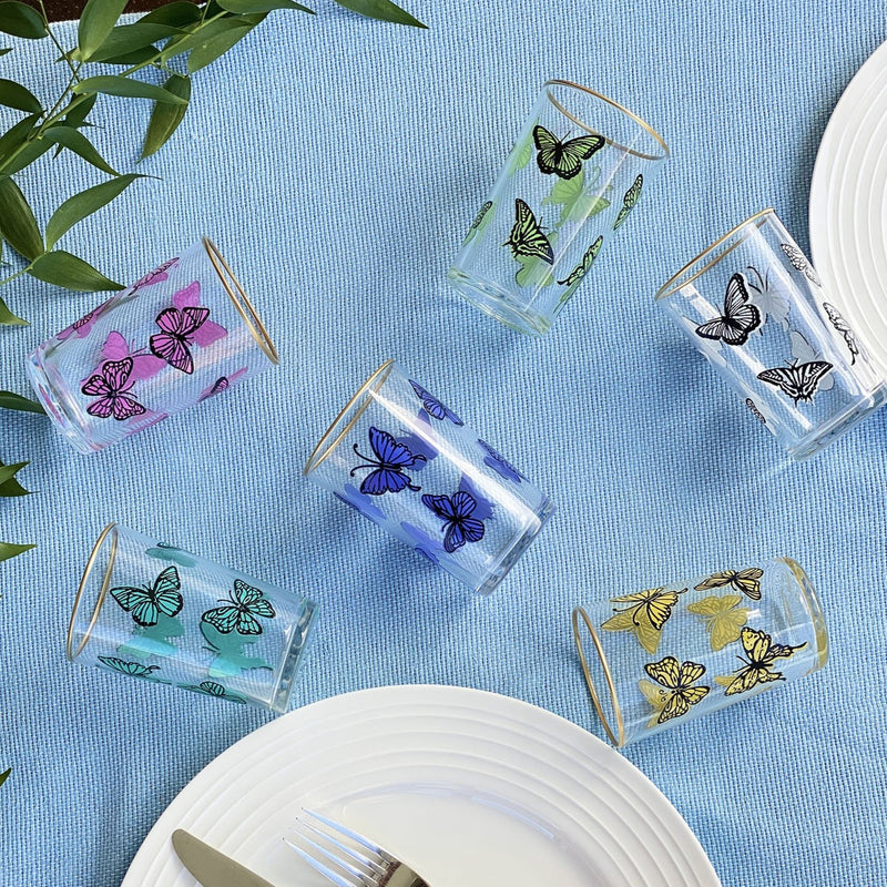 Tea Glasses Butterfly Color (Set of 6)