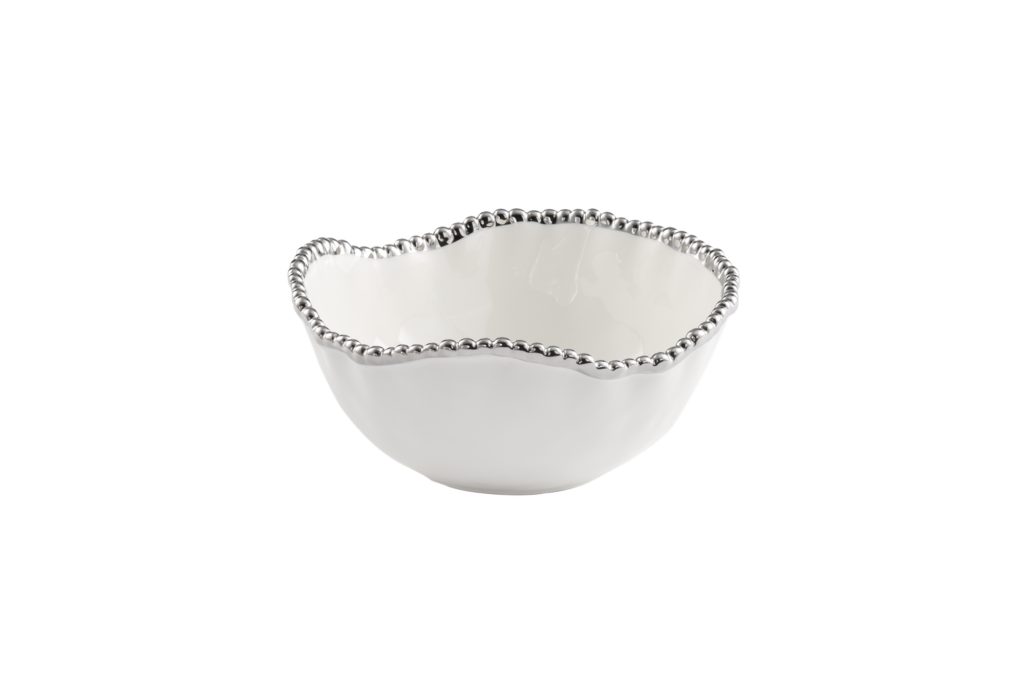 Salerno - White and Silver - Medium Salad Bowl
