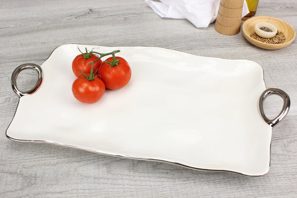 Handles with Style - White and Silver - Large Platter