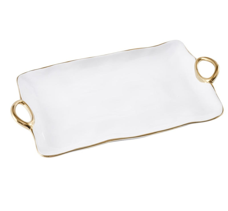 Golden Handles - White and Gold - Large Tray